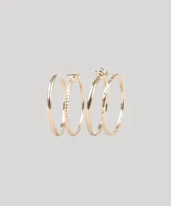 Kit de 4 Anéis Femininos Folheados com Coração Dourado M