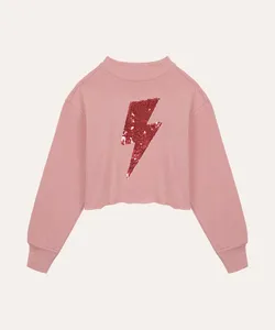 cropped de moletinho infantil paetê rosa 14