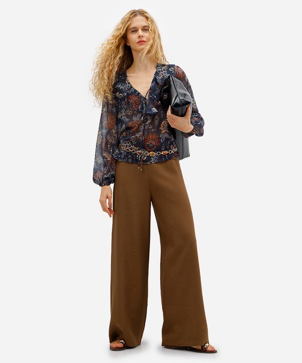 calça pantalona feminina de viscose marrom 38