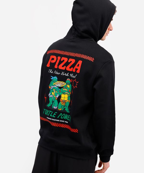 blusão masculino de moletom felpado tartarugas ninjas com capuz preto GG