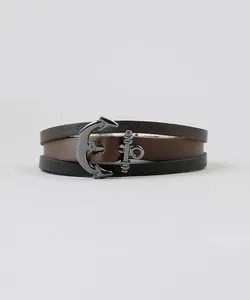Pulseira Masculina com Âncora Preta Único