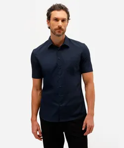 camisa manga curta com bolso azul 1