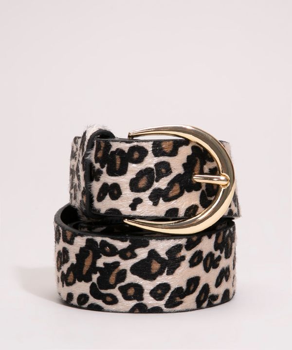 cinto médio com fivela estampa animal print multicor 95CM