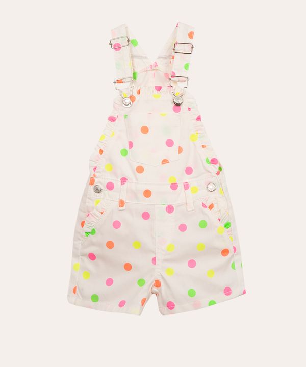 jardineira de sarja infantil poá off white 4