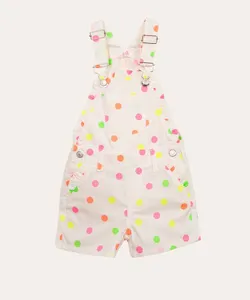 jardineira de sarja infantil poá off white 2