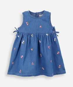 vestido infantil jeans floral azul 3
