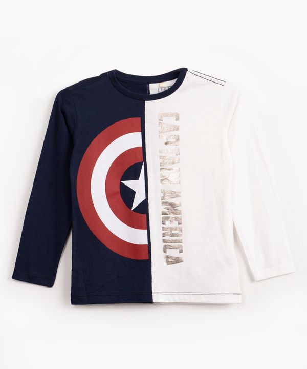 camiseta de algodão infantil capitão américa manga longa azul marinho 4