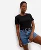 blusa básica feminina baby look texturizada preta PP