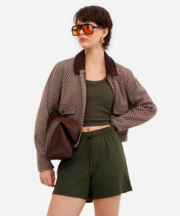short básico feminino cós elástico verde P