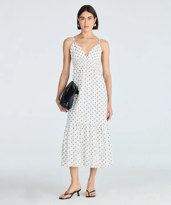 vestido midi feminino texturizado estampado off white M