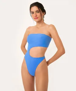 maiô tomara que caia cut out cosmo com proteção uv50 azul PP