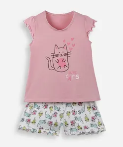 pijama infantil de algodão com estampa de gatos lupo rosa 2