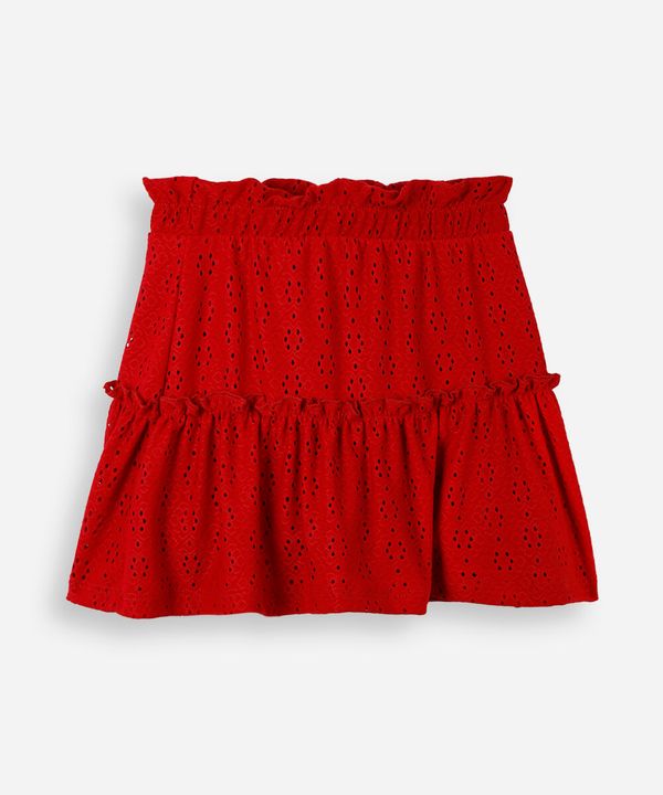 saia de laise infantil floral vermelha 6