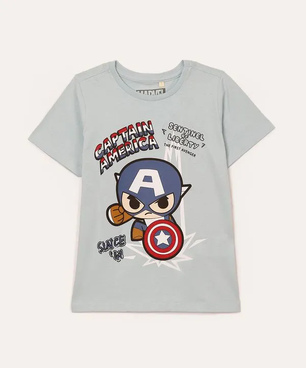 camiseta de algodão infantil capitão américa azul 4