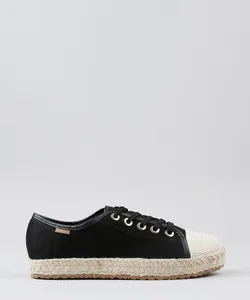Tênis Feminino Moleca em Suede Flatform com Corda Preto 37
