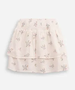 saia curta infantil floral texturizada off white 8
