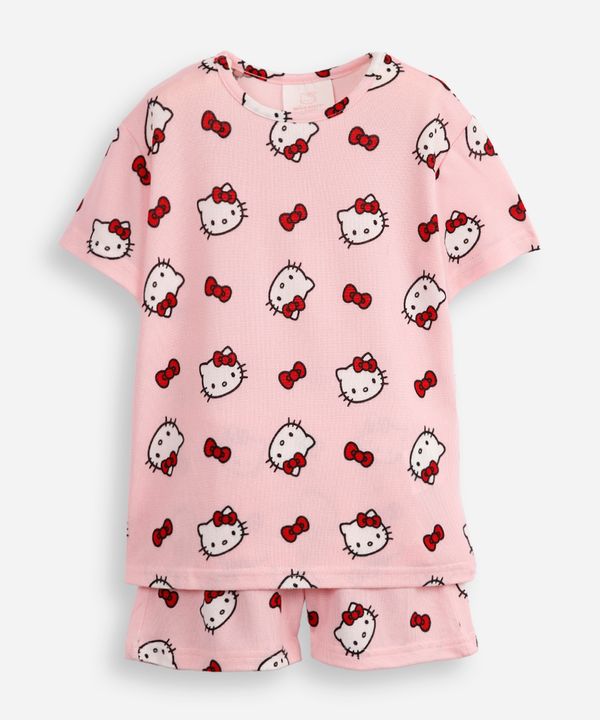 pijama curto infantil hello kitty rosa 12