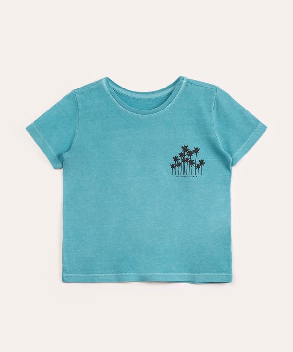 camiseta infantil de algodão california beach azul 1