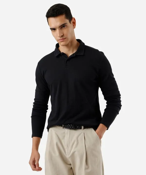 polo básica masculina manga longa preta G