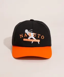 Boné Infantil Aba Curva com Bordado Naruto Preto G