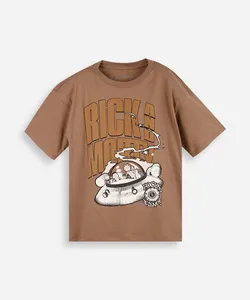 camiseta juvenil rick and morty nave espacial bege 12