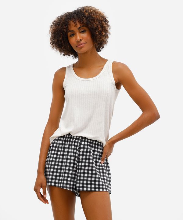 short de pijama feminino xadrez preto M