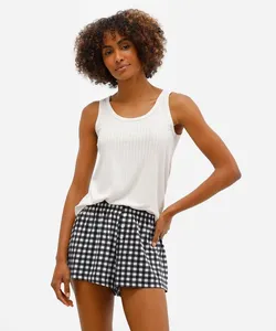 short de pijama feminino xadrez preto PP