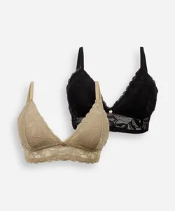 kit de 2 sutiãs triângulo de renda floral colorido 40