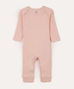 macacão de algodão infantil poá rosa 6-9