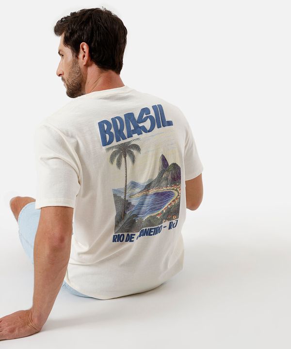 camiseta regular masculina em algodão off white M