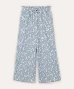 calça infantil texturizada floral azul 6