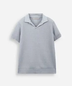 polo infantil em tricot com manga curta azul 10