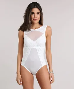 Body em Renda sem Bojo Branco P