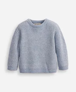 suéter de tricot infantil com lurex texturizado azul 5