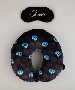 Kit de Apoio de Pescoço Rainha Má Estampado + Tapa Olho "Queen" Preto Único