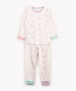 pijama infantil longo de moletom unicórnio off white 2