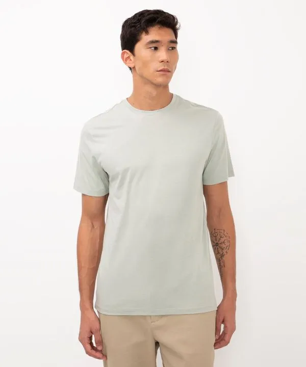 camiseta masculina de algodão básica manga curta verde G
