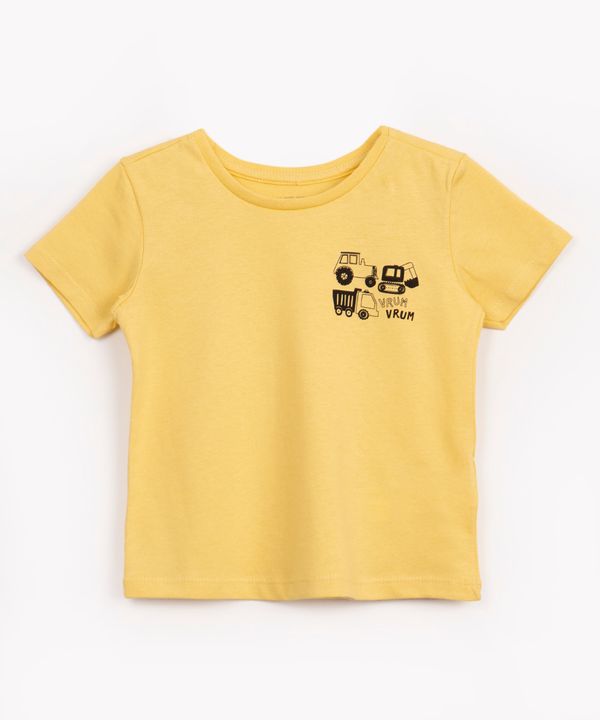 camiseta de algodão infantil vrum vrum manga curta amarelo 2