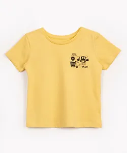 camiseta de algodão infantil vrum vrum manga curta amarelo 1