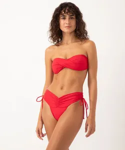 biquíni calcinha tanga com pala e laço proteção uv vermelho GG