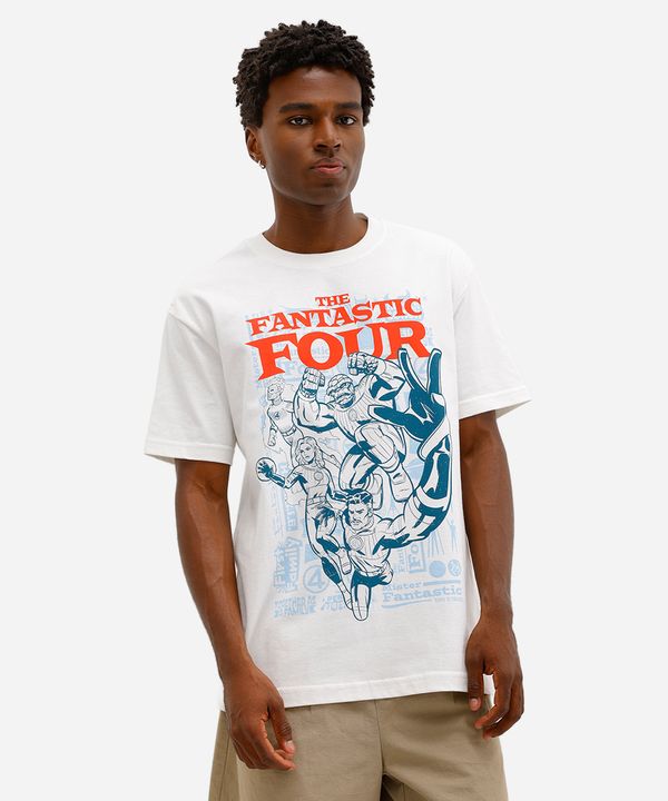 camiseta relaxed fit masculino de algodão quarteto fantástico off white G