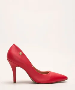 scarpin bico fino salto fino alto vizzano vermelho 36