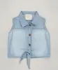 Camisa Jeans Infantil Estampada com Amarração Sem Manga Azul Claro 2