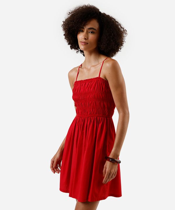 vestido evasê feminino com pregas vermelho PP