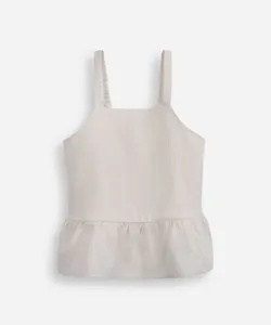 blusa peplum infantil com linho bege 10