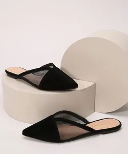 Mule Feminino com Tela Bico Fino Via Uno Preto 36