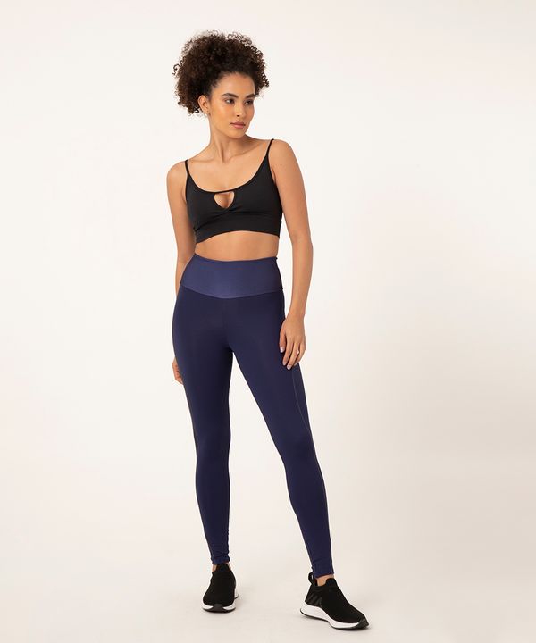 calça legging com recorte texturizado azul marinho P