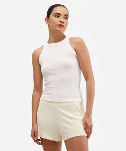 short de pijama canelado com renda amarelo G