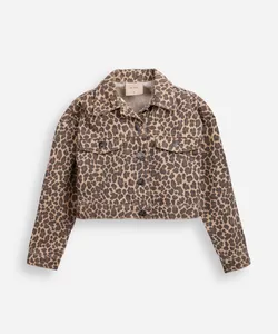 jaqueta cropped juvenil de sarja animal print colorida 12