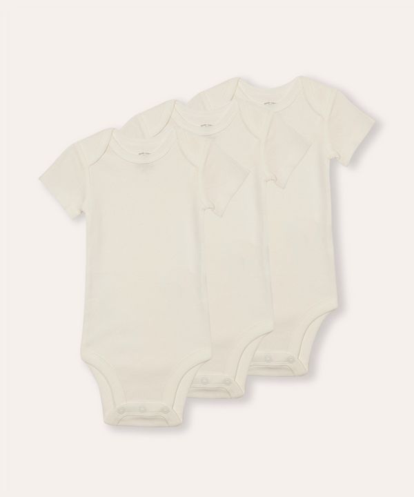 kit de 3 bodies infantis manga curta off white 0-3
